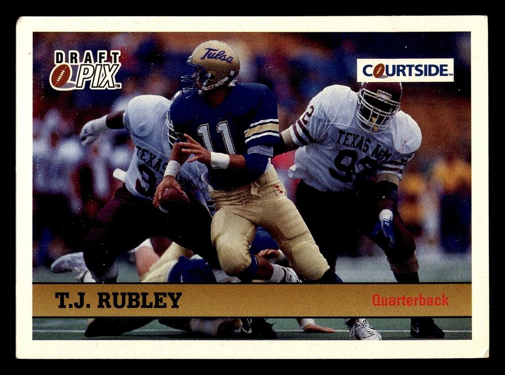 1992 Courtside Draft Pix #87 T.J. Rubley Football Card